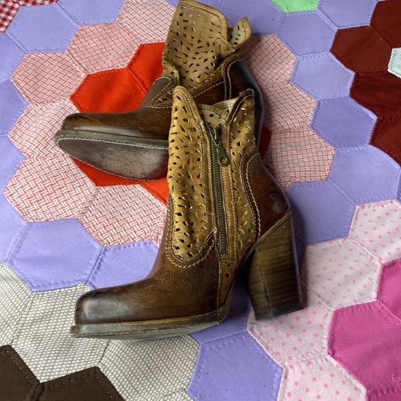 BED|STU SHOES BED STU SHOES IRMA GRAPHITO RUSTIC BOOTS HIGH HEEL LEATHER CUTOUTS - Picture 10 of 16